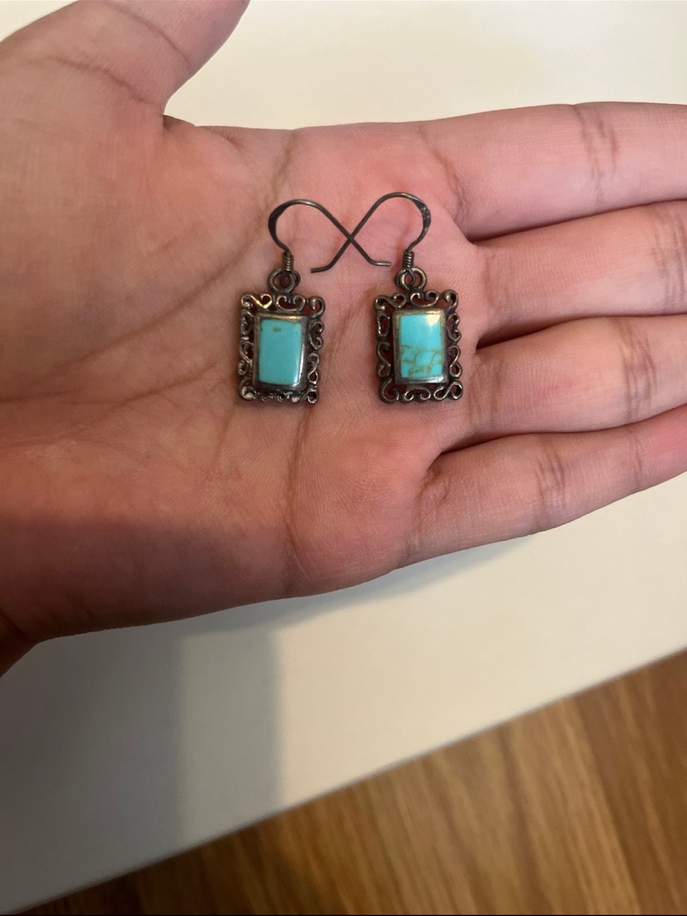 Turquoise Rectangular Drop Earrings- Women Jewelry